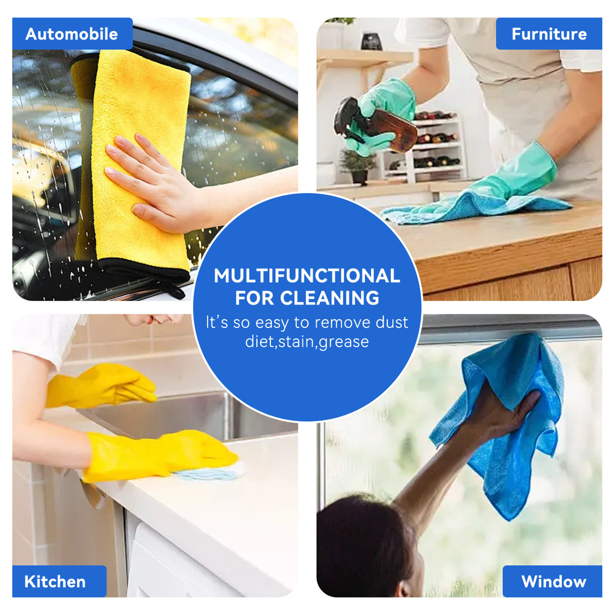 24 Pack Microfiber Cleaning Cloth, All-Purpose Reusable Cleaning Towels, Machine Washable, 12" X 16"